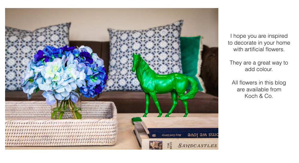 blue hydrangeas coffee table