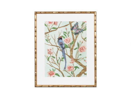 Bird Chinoiserie print with bamboo style frame